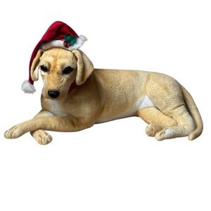 Christmas decoration large Realistic 
Christmas Dog wearing Santa Hat, 27"